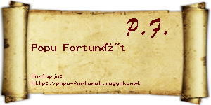 Popu Fortunát névjegykártya